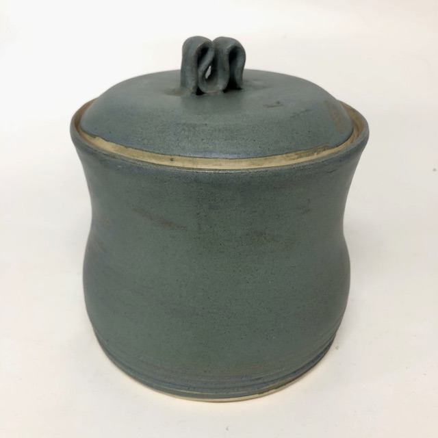 CANNISTER, Glazed Blue Storage Jar